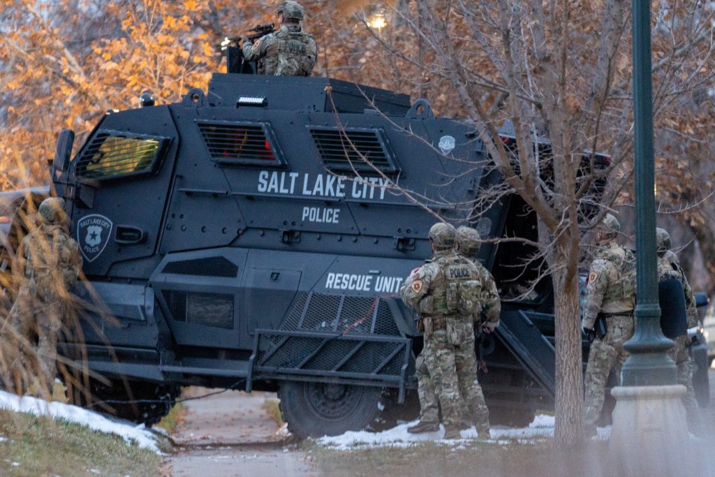 Photo of MRAP with SWAT police.
