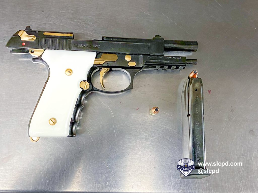 A handgun recovered during a recent aggravated assault investigation.