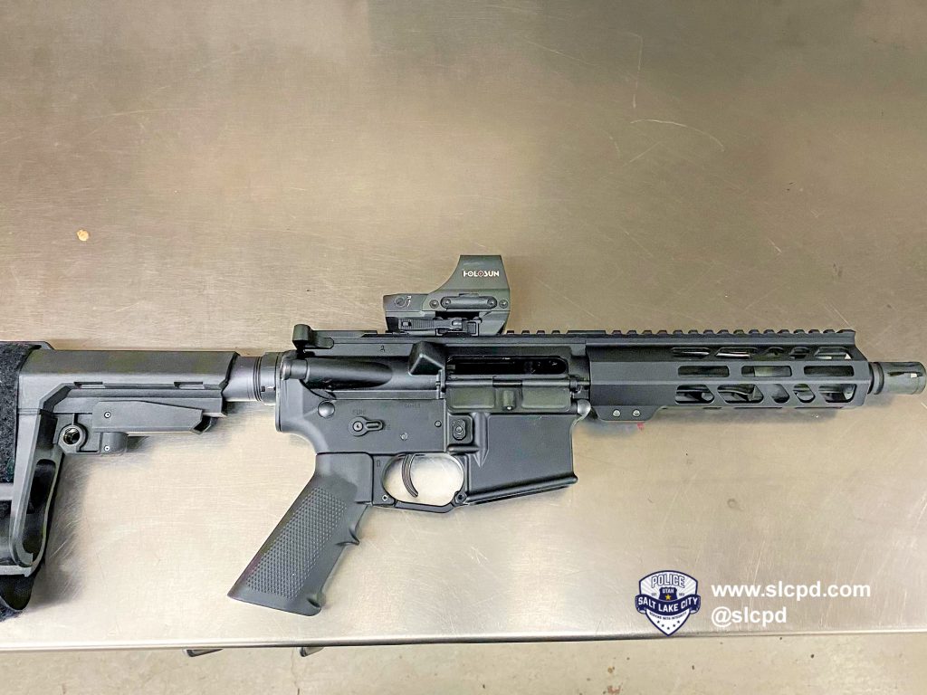 A rifle recovered during a recent aggravated assault investigation.