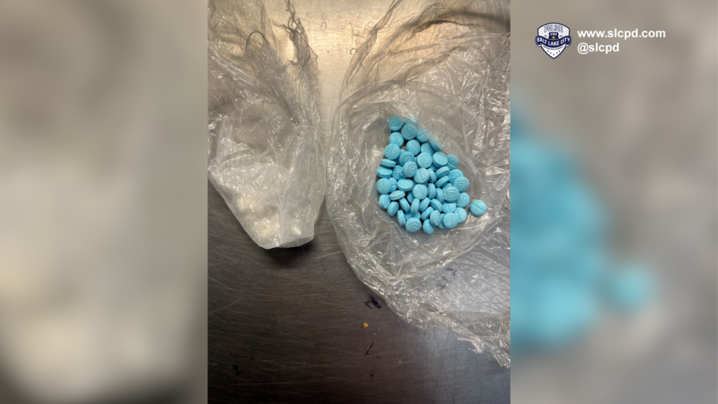1-Photo of counterfeit fentanyl pills recovered by police (Salt Lake City Police Department photo | July 31, 2023).