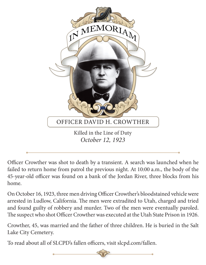 In Memoriam, Officer Crowther (1923)